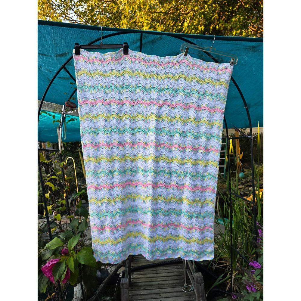 Crochet Baby Blanket Pastel Colors Handmade Knitted Blanket Bedding Nursery